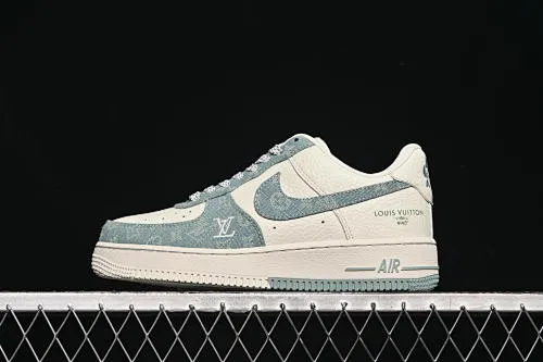 All categories Nk Air Force 1 Air Force series Nk Air Force 1 Low Air Force low top Nike Air Force 1'07 Low LV co-branded cyan denim Air Force 1 customized casual sneakers SC0601-554